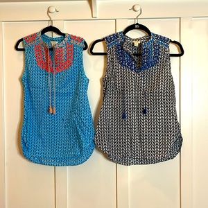 J Crew sleeveless fun dress shirts (Petite 00) (Set of 2)
